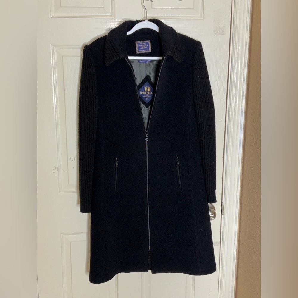 Bella Bicchi Women's classic Angora And Virgin Wool coat black Size 6​​